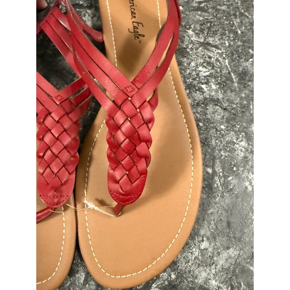 American Eagle Womens Braided Thong Strappy Sandals Red Sz 12M - Picture 2 of 7